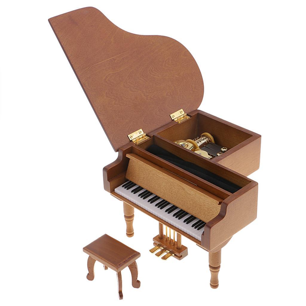 Retro Wooden Music Box - 5 Music for Choice - Musical Box Piano Style Melody for Birthday Gift