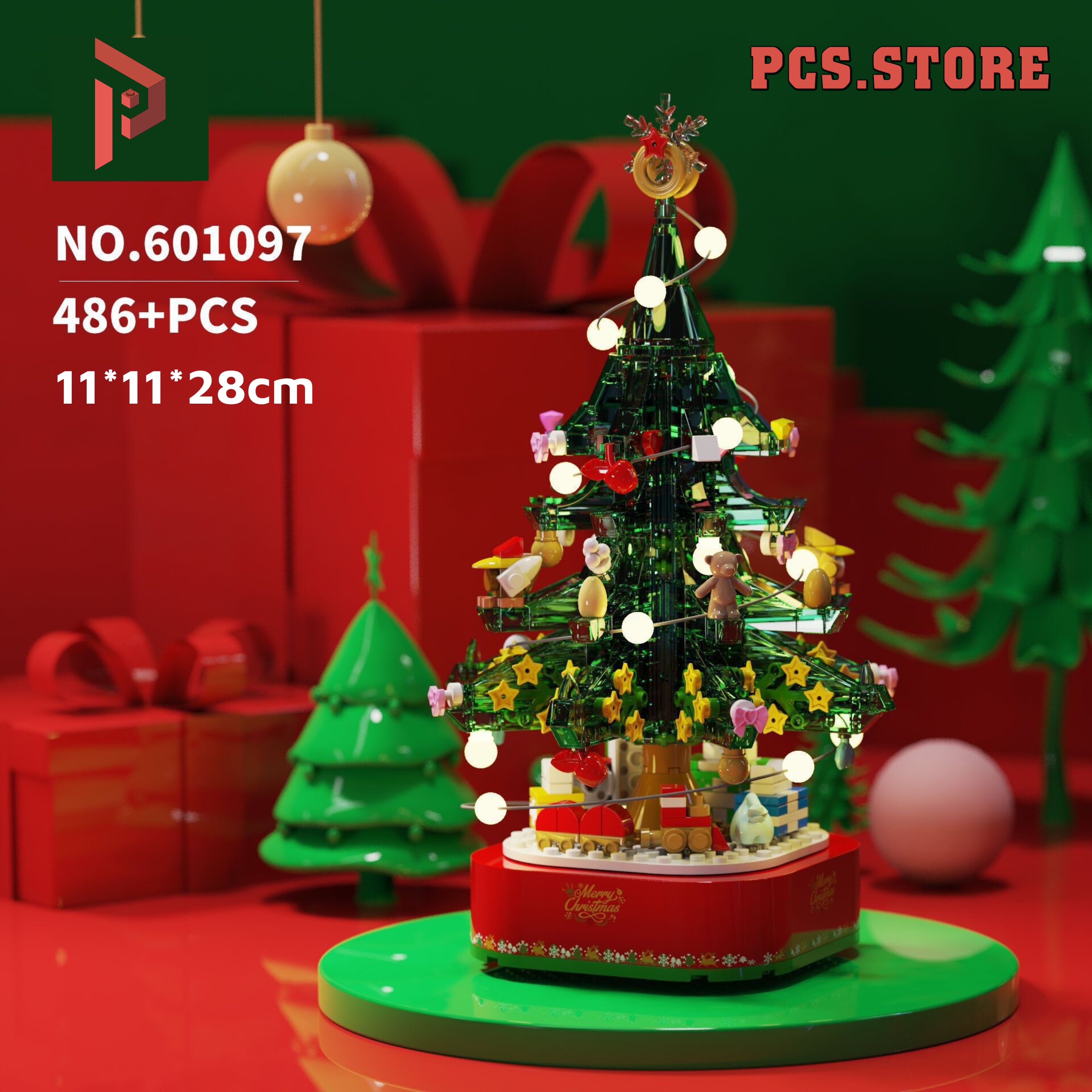 Đồ Chơi Lắp Ráp Mô Hình Hộp Nhạc Cây Thông Noel Xanh - PCS STORE