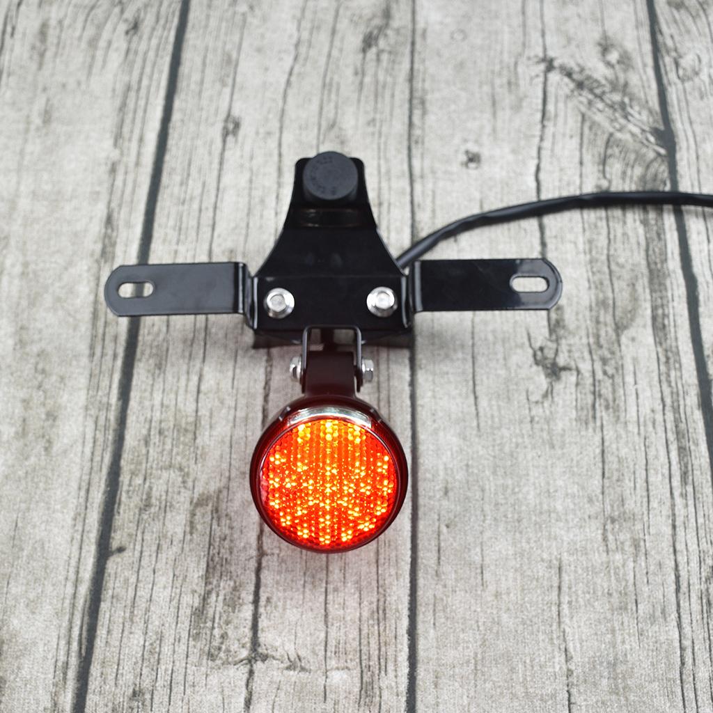 1pc Motorcycle Round Tail Lights Brake Stop Running Light License Plate Holder