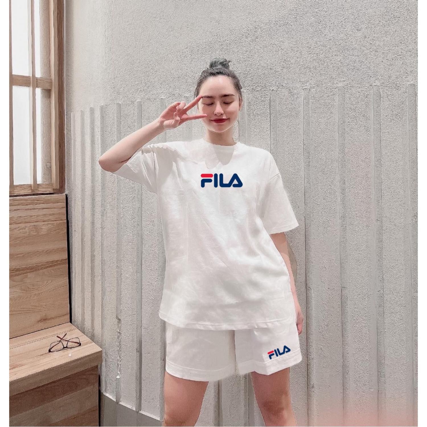 Bộ Quần Áo Thun Nam Nữ Thiết Kế FI.LA Chất Liệu Cottom Cao Cấp Form Rộng Tay Lỡ Phong Cách Trẻ Trung Năng Động Cá Tính Unisex
