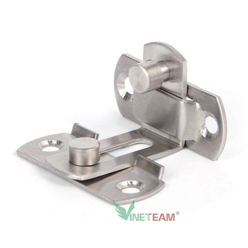 Vinetteam Chốt Khóa Cài Cửa Góc Vuông 90 Độ Bằng Thép Không Gỉ, Then Cửa Dạng Chữ L Có Chốt Cố Định Thanh Gạt Loại To An Toàn, Chắc Chắn - hàng chính hãng