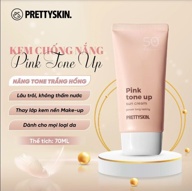 Kem chống nắng nâng tông Prettyskin Pink tone up 70g SPF 50+ PA++++ Dành cho mọi loại da