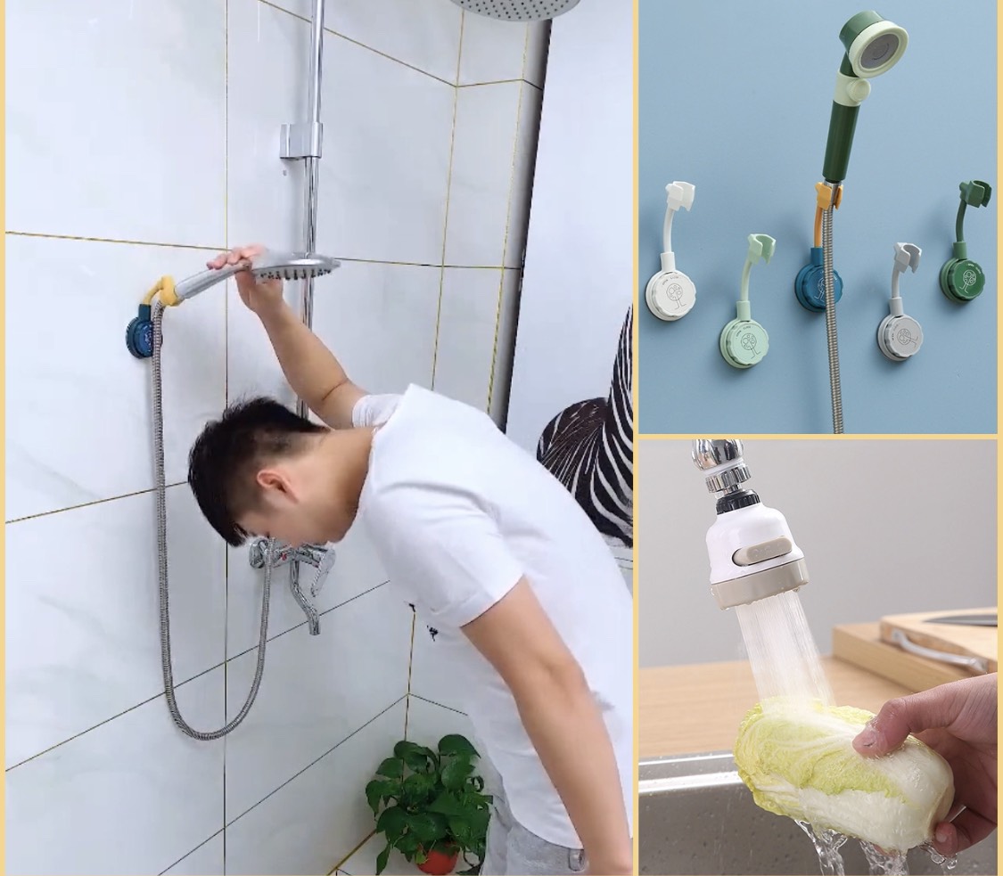 Giá Đỡ Vòi Sen Gắn Tường + Đầu Vòi Rửa Bát Tăng Áp + Đầu Vòi Xịt Rửa Tăng Áp Tiện Ích Thông Minh