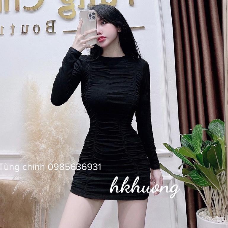 Đầm dự tiệc, Váy nhún con sâu ôm dáng sexy - December Fashion