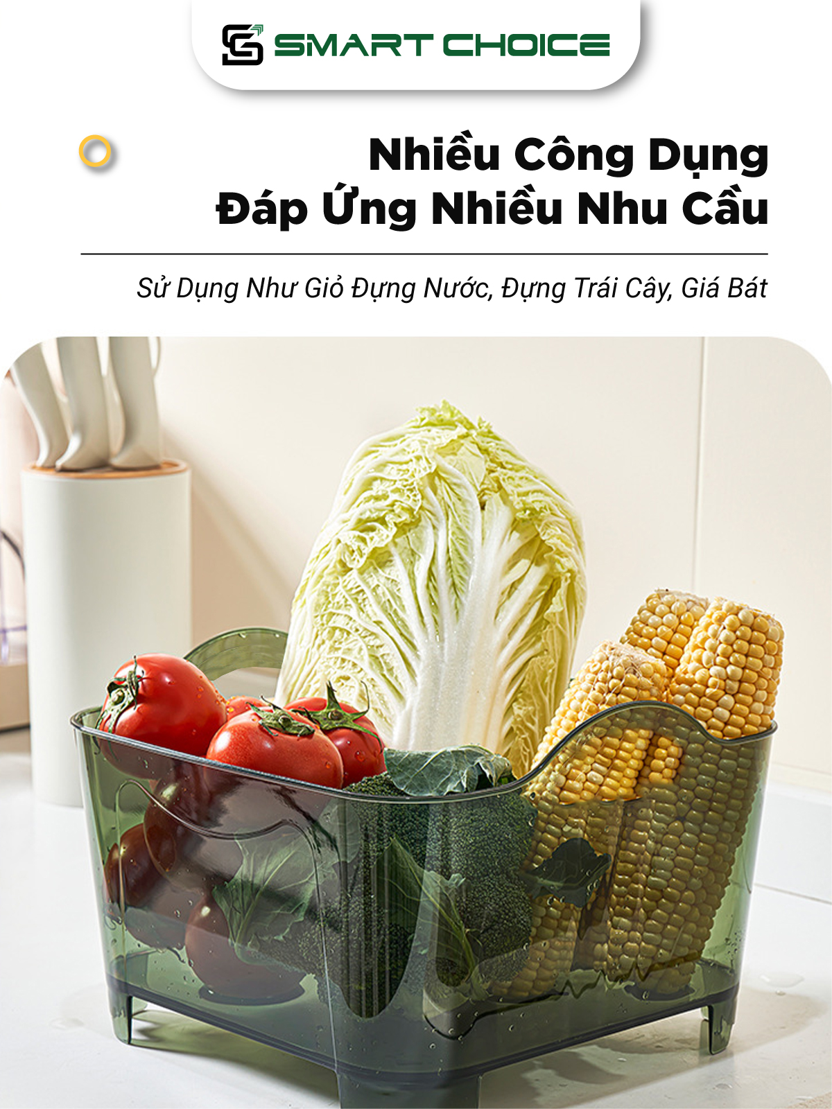 Chậu Rửa Rau SMARTCHOICE Có Van Xả Nước Cao Cấp 2 Màu Dùng Cho Nhà Bếp SCG-PK102