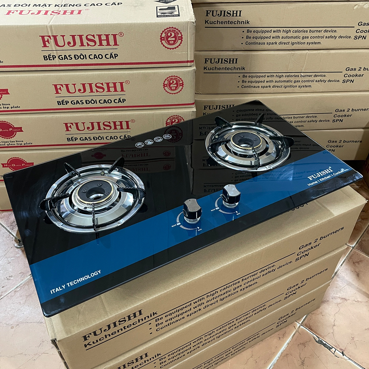 Bếp gas âm chén đồng Fujishi FJ-807IC - KÍNH XANH - Đánh lửa IC cực nhạy - Lửa xanh tiết kiệm gas - Hàng chính hãng