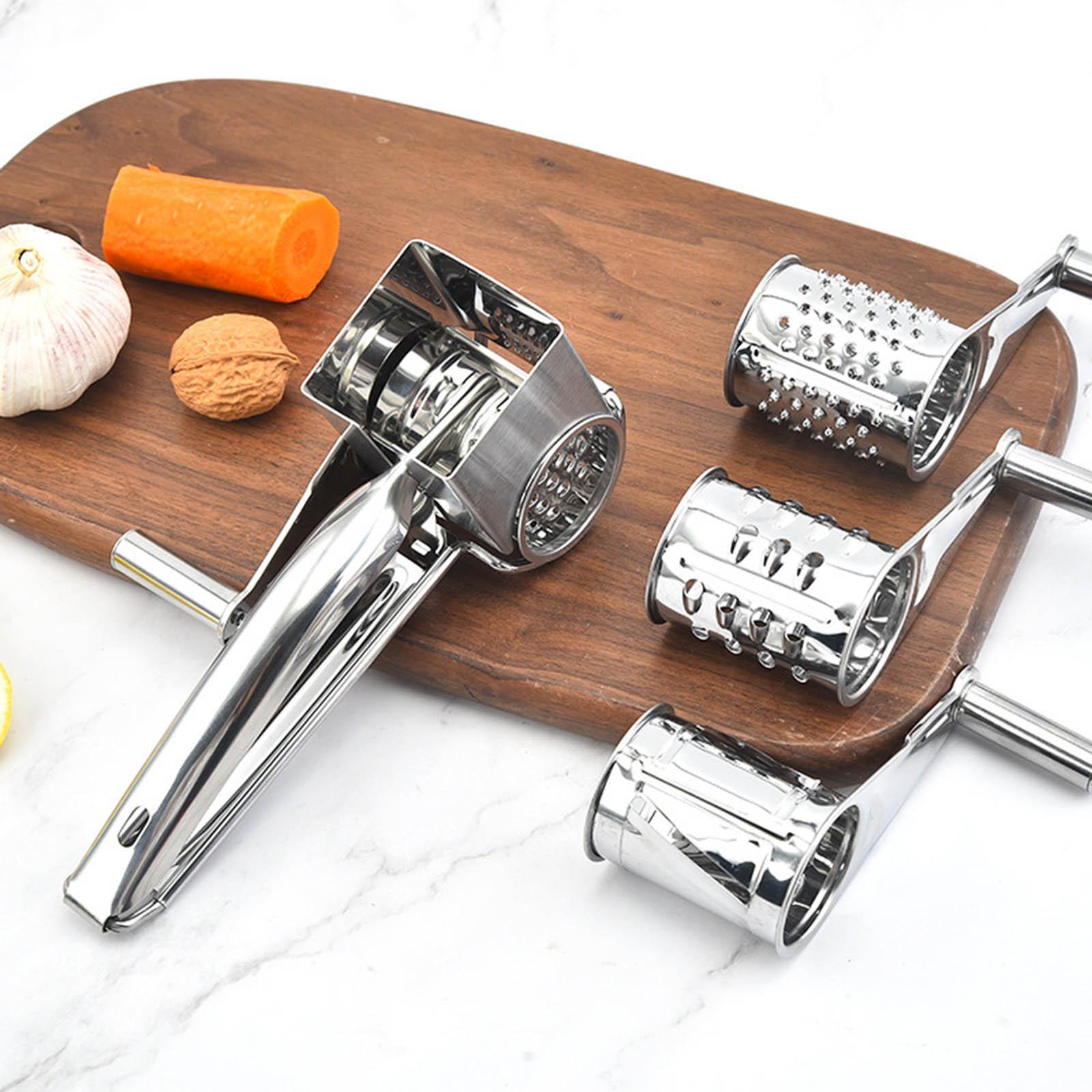 Rotary Shredder Cutter Stainless Steel with Drum Blade Hand Cranked Handheld Cheese Cutter for Spice Vegetables