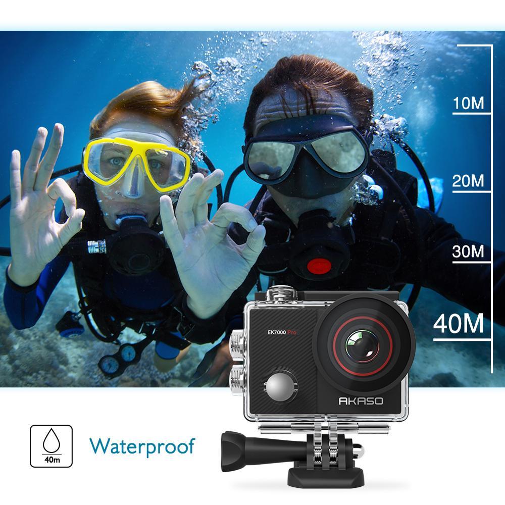 Camera hành động AKASO 4K EK7000 Pro Màn hình cảm ứng Camera thể thao EIS Góc nhìn có thể điều chỉnh Camera chống nước 40m Điều khiển từ xa