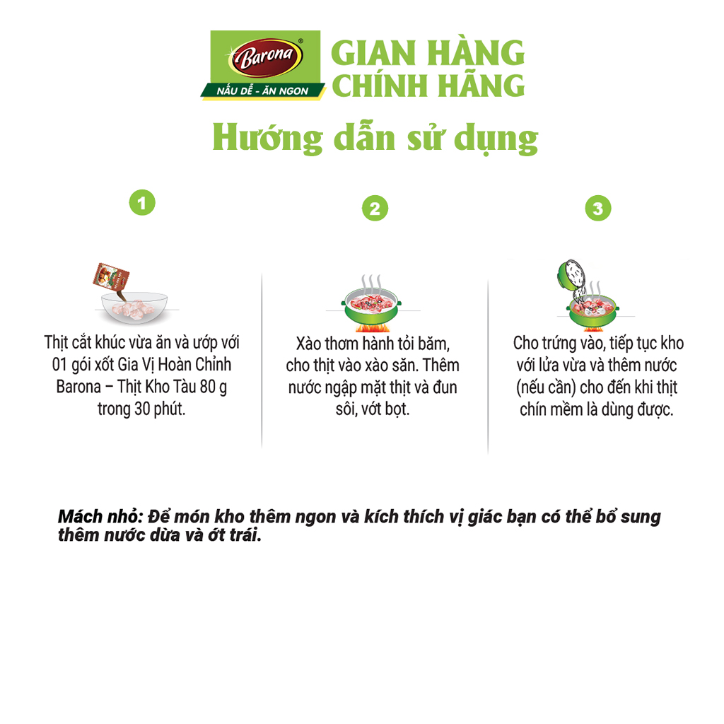 Xốt Gia Vị Hoàn Chỉnh Barona - Thịt Kho Tàu 80g