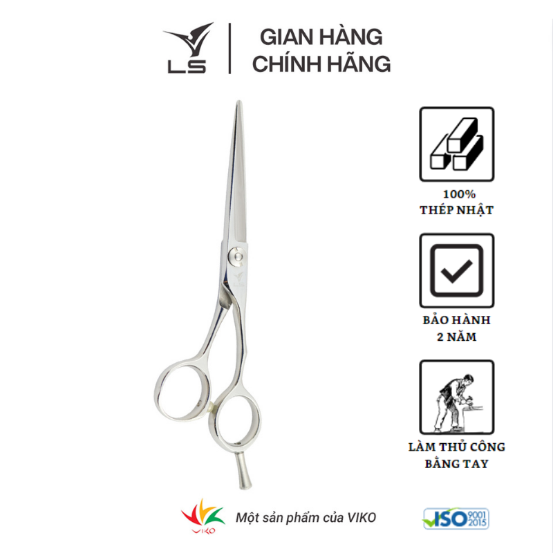 Kéo cắt tóc LS JP551 lưỡi thẳng quai offset vênh đỡ ngón tháo rời -tặng bao da và bộ vệ sinh kéo