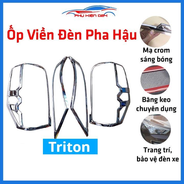 Ốp viền đèn pha hậu mạ crom Triton 2016-2017-2018, 2019-2020 chống trầy trang trí bảo vệ xe