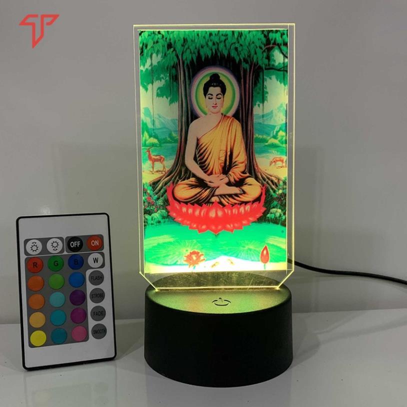 Đèn led 3D in hình phật, đèn led mica adida, quan âm, hình thờ, phật trang trí ôtô - xe tải - để bàn