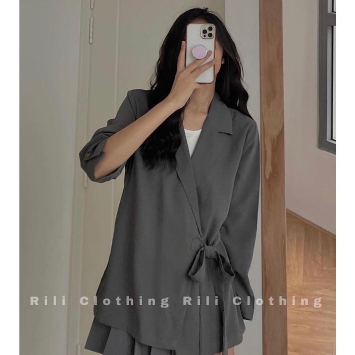 Blazer đắp chéo thắt dây