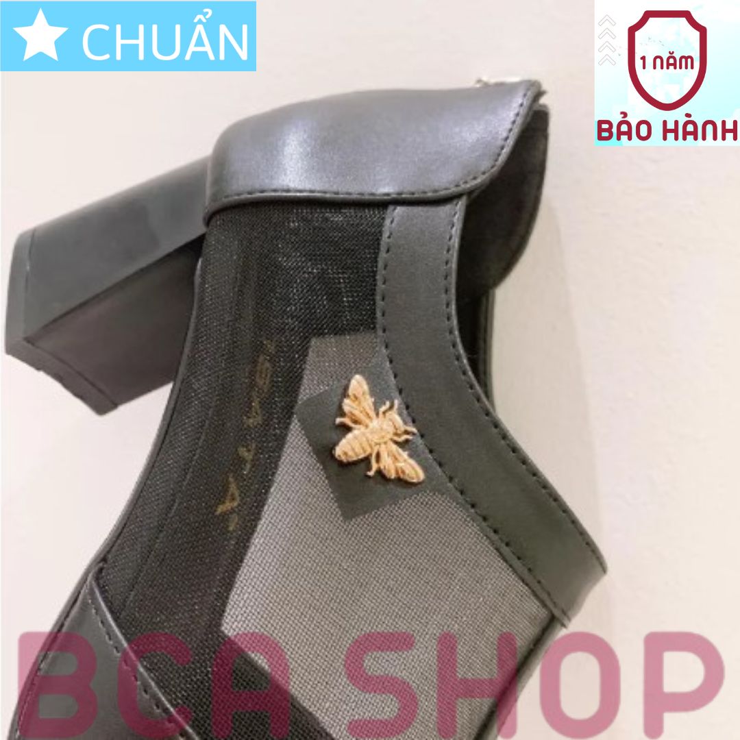 Giày bốt nữ cổ ngắn 5p RO359 ROSATA tại BCASHOP mũi tròn phối lưới thời trang và phá cách - màu đen