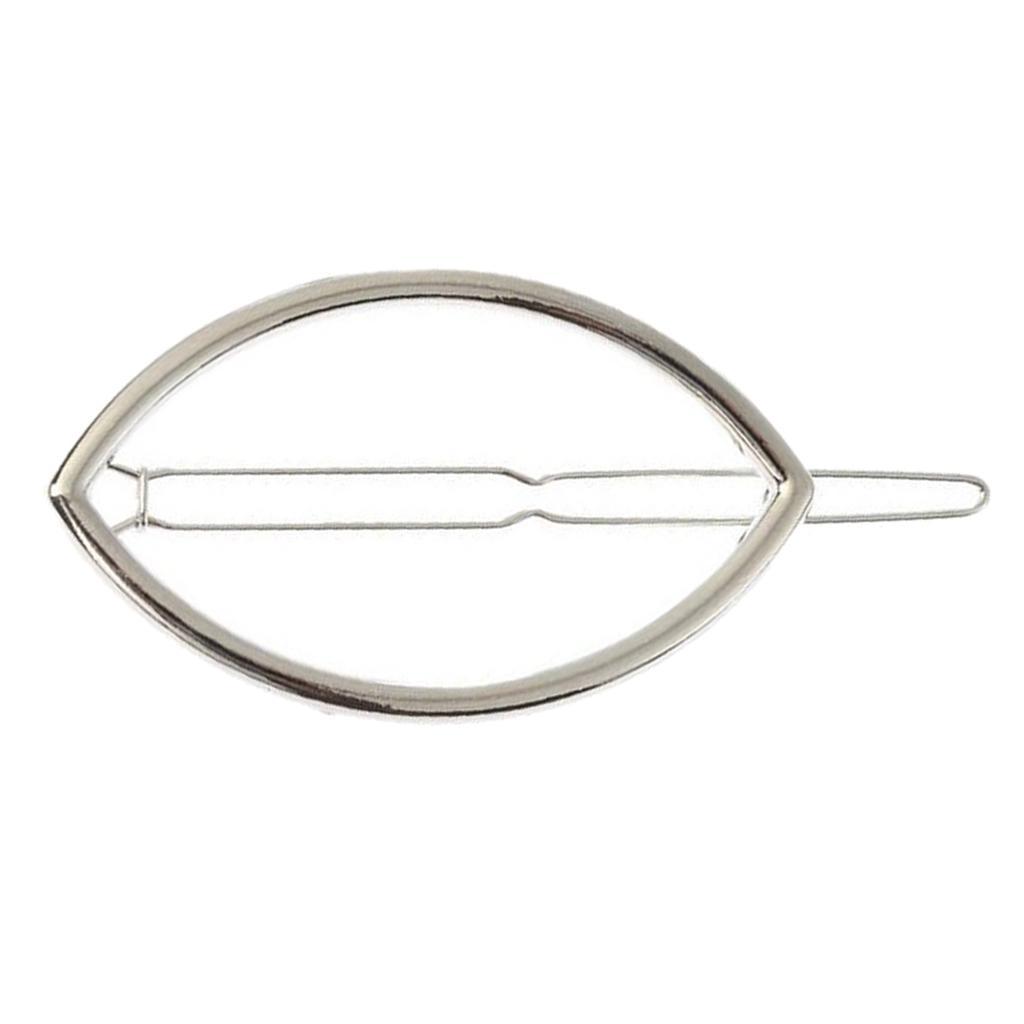 2x Geometric Hairpin Clip Delicate Alloy Oval Snap Clip for Hair Ladies Hairstyle