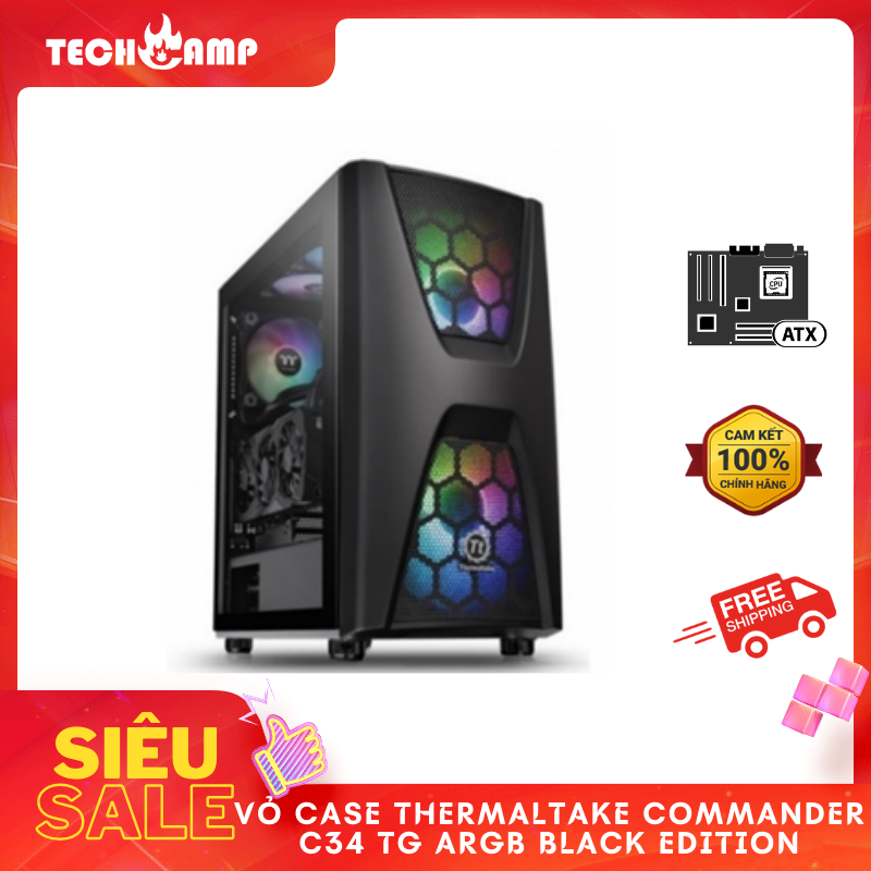 Vỏ Case Thermaltake Commander C34 TG ARGB Black Edition - Hàng chính hãng