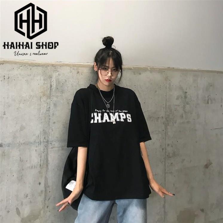 Áo Thun Nam Nữ Phom Rộng Tay Lỡ In Hình CHAMPS Full HD, Vải Cotton 75% Dày Mềm Mịn Đẹp KIS OFFICIAL