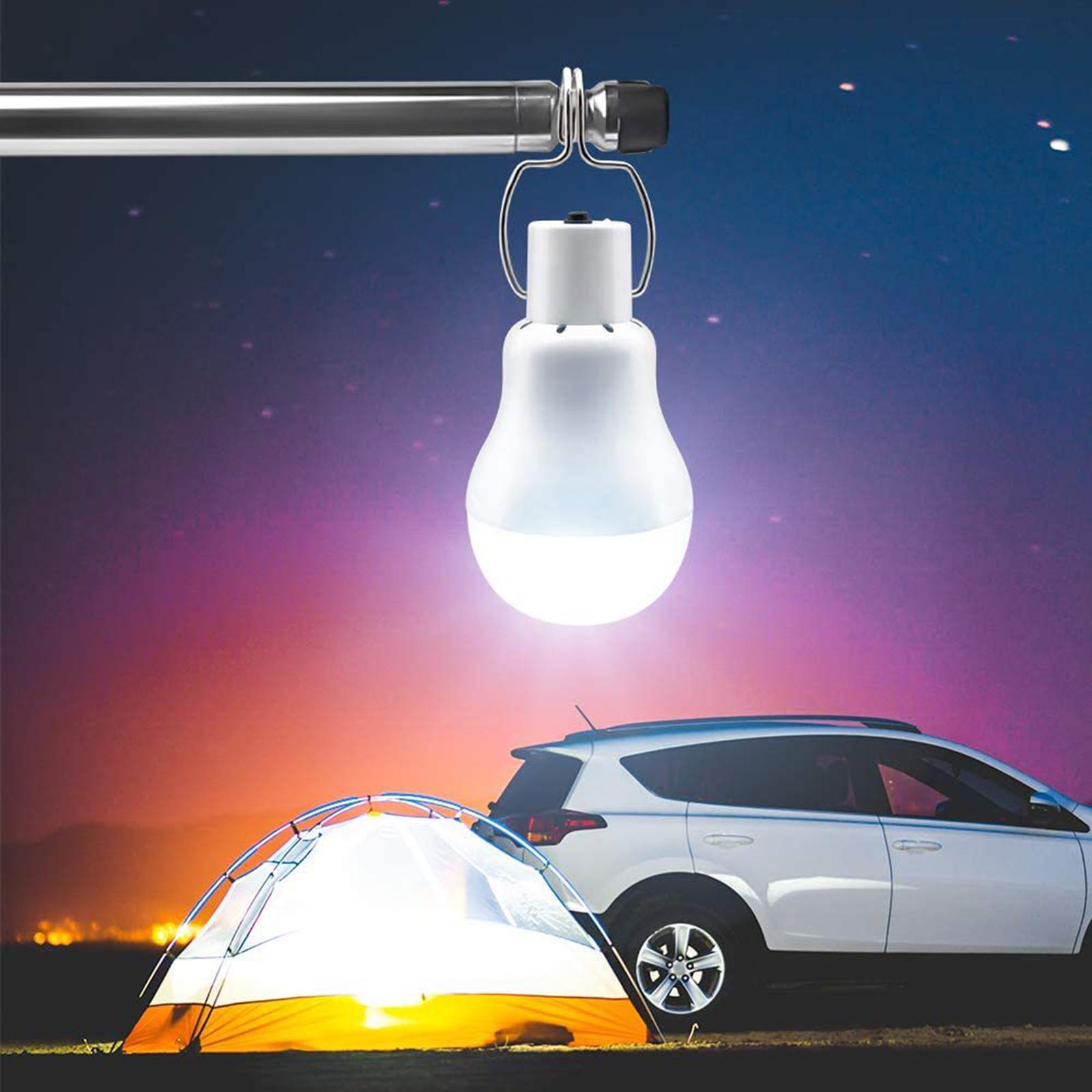 Portable LED Bulb Light Camping Solar Powered Panel Hanging Lamp Indoor