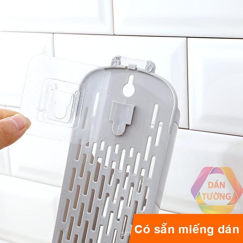 Hũ ống đựng đũa muỗng dán tường nhà bếp không cần khoan tường, ống đũa có nắp đậy, có khe thoát nước