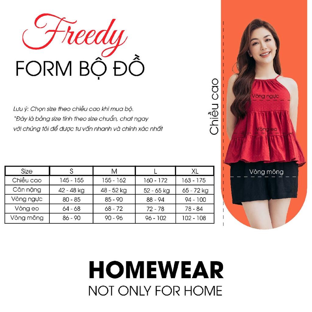 Đồ bộ nữ 2 dây mặc nhà Freedy yếm đỏ tôn da ôm dáng WBH2233