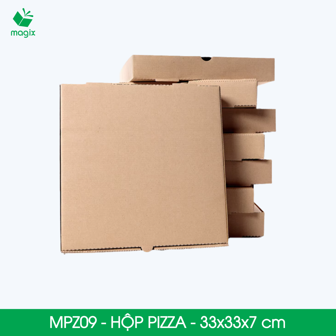 MPZ09 - 33x33x7 cm - Combo 100 hộp nắp gài pizza đa dụng - Hộp nắp gập, hộp carton gói hàng, hộp quà