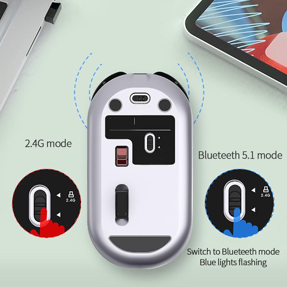 Mới Nhất Bluetooth Thời Trang Chuột Không Dây Chơi Game KOK WiFi Bluetooth 5.1 & 2.4G Quang Kim Loại Chuột Di Động