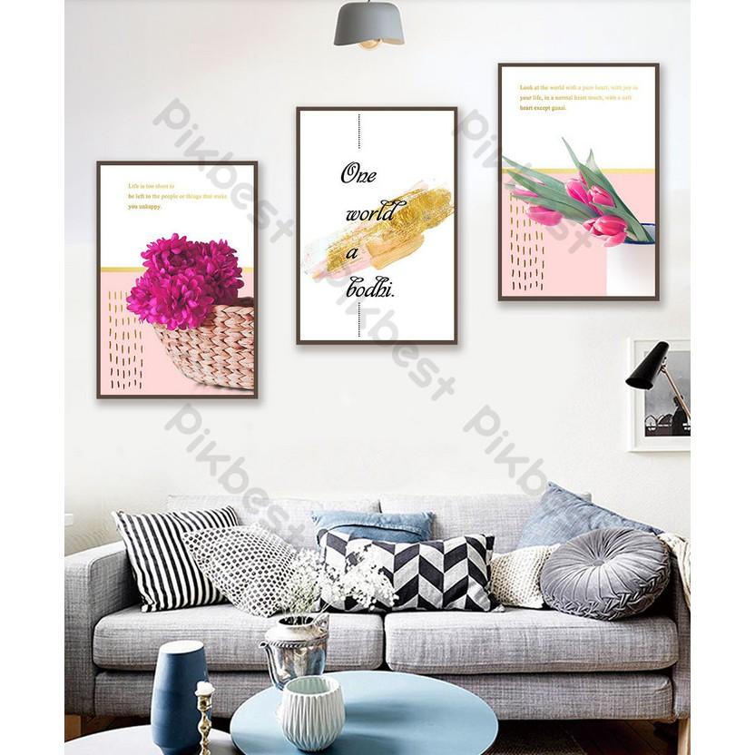 Tranh dán tường 3 tranh dán tường Hoa Tulip MS745642