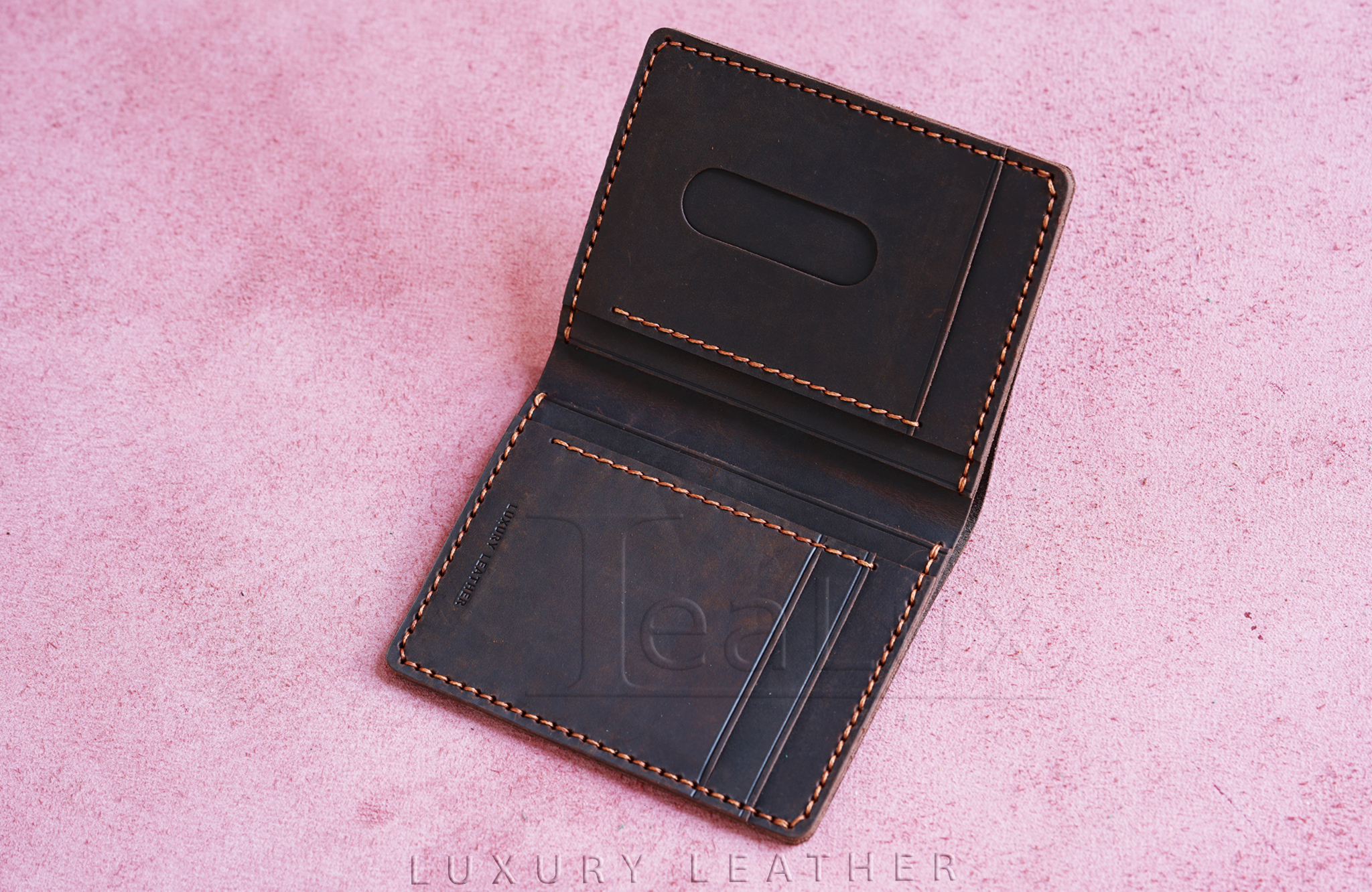 Ví Đứng Da Sáp Đựng Giấy Tờ Cũ Handmade Lealux The Stand Wallet