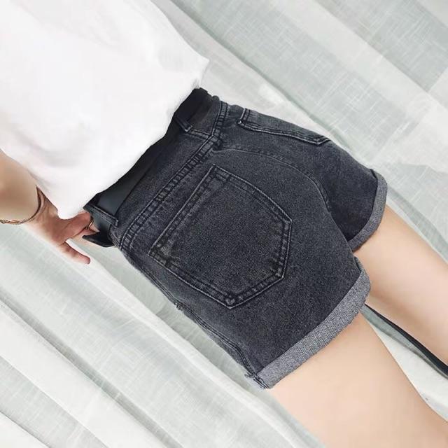 Quần short jeans trơn Xám gấp lai - ko kèm nịt