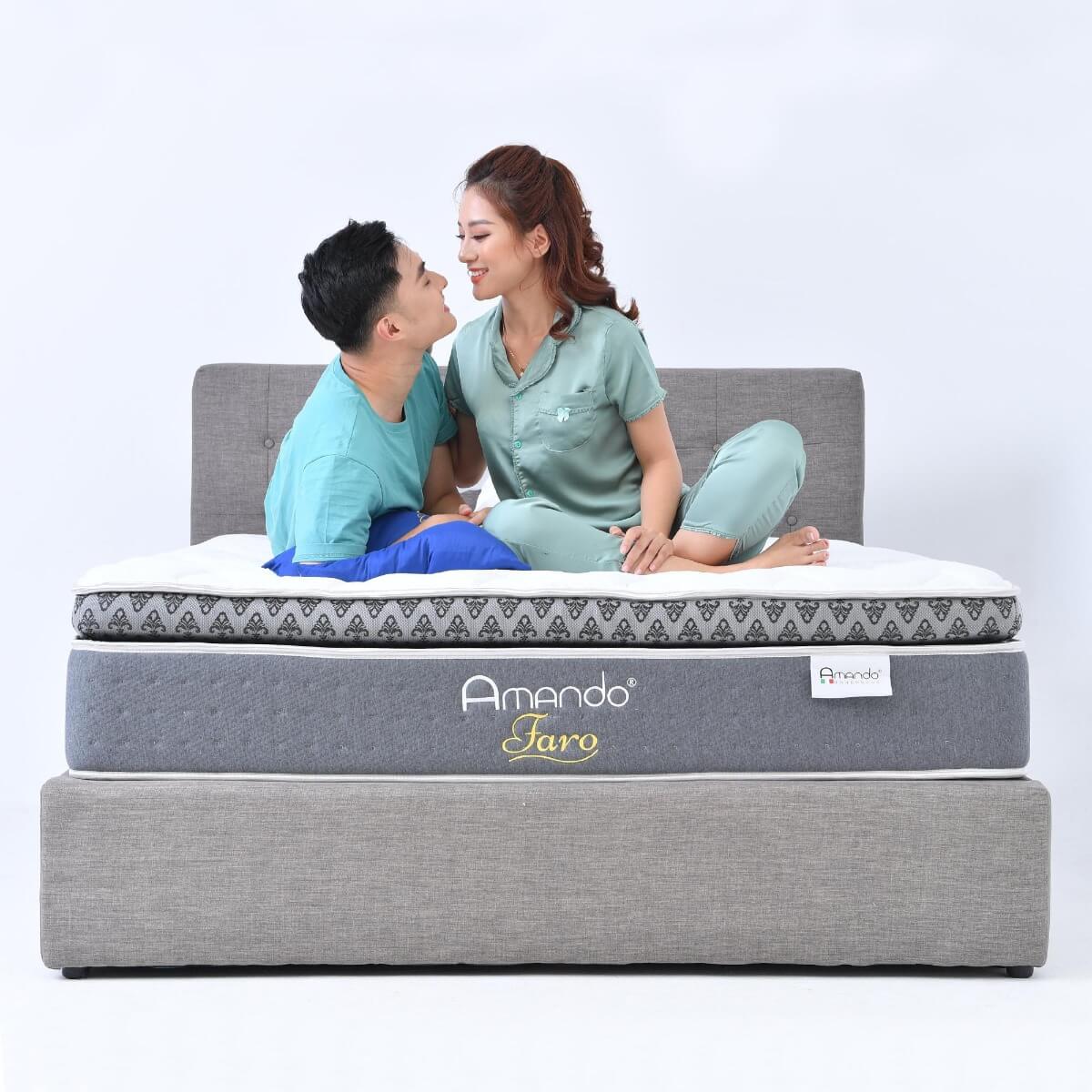 Nệm lò xo đa tầng Amando Faro kết hợp Foam cao cấp và cao su thiên nhiên, êm ái đàn hồi cao, nâng đỡ cơ thể 5 vùng riêng biệt