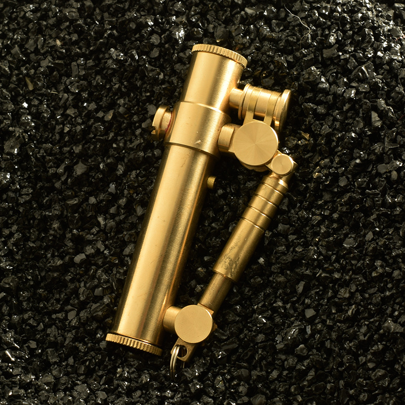 Vỏ Hột Quẹt Bật Lửa TEAM PISTOL Thiết Kế Thủ Công Kiểu Dáng Đòn Bẩy Độc Lạ Màu Vàng - Dùng Xăng Bấc Đá Cao Cấp