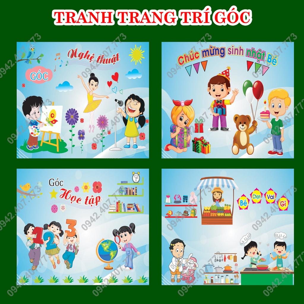 ( Decal mầm non ) Tranh các góc in decal cán hoặc in bạt kt 120x80