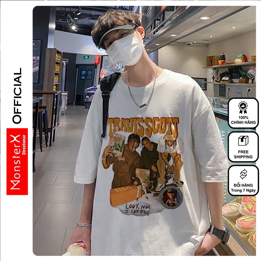 Áo thun unisex MonsterX RAP phông tay lỡ nam nữ form rộng Oversize 3 màu