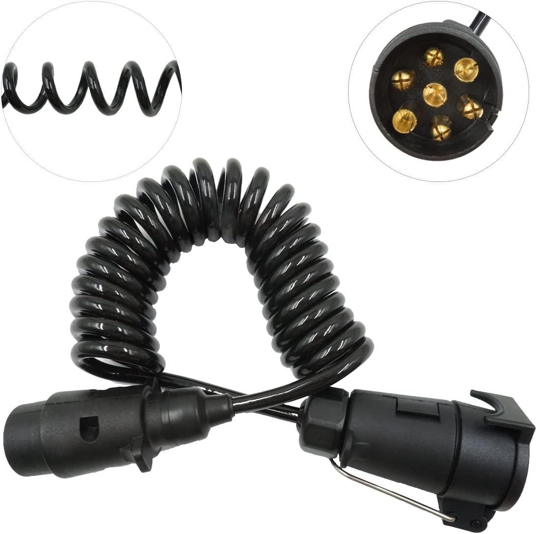 Dây kéo dài rơ moóc 7 chân Cáp mở rộng xoắn ốc 2m Dây kéo dài rơ moóc Cắm dây nối lò xo Đầu nối cáp Cắm bởi xe tải RV Máy kéo Xe ô tô Hãng xe đạp