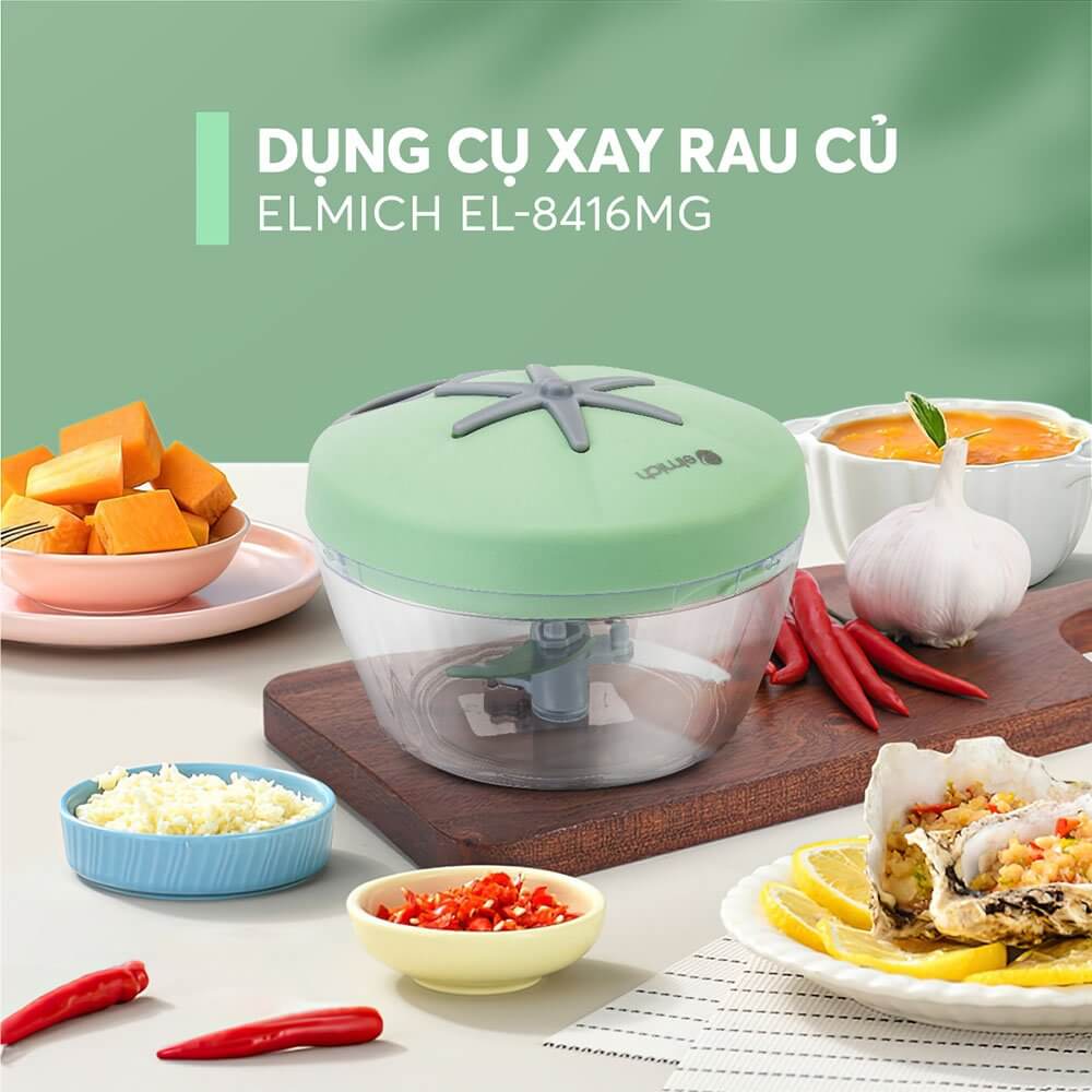 XAY TỎI ỚT, GIA VỊ ELMICH EL8416 400ML, HÀNG CHÍNH HÃNG, CỐI NHỰA TRONG, LƯỠI DAO INOX - JOYMALL