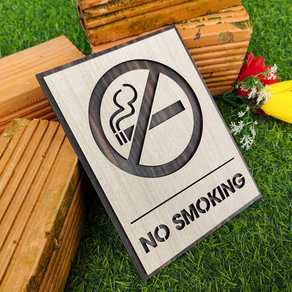 Bảng gỗ cấm hút thuốc sẵn keo 2 mặt dán tường