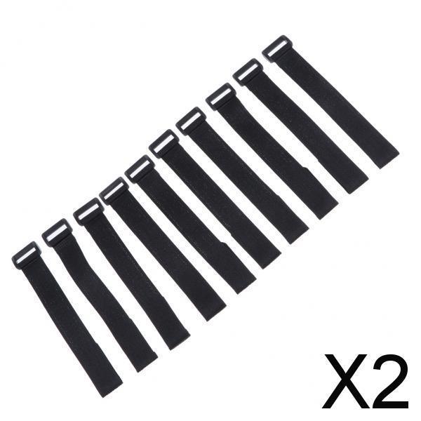 2x10 Pcs Fishing Rod Belt Bands Ties Straps Magic Sticker black
