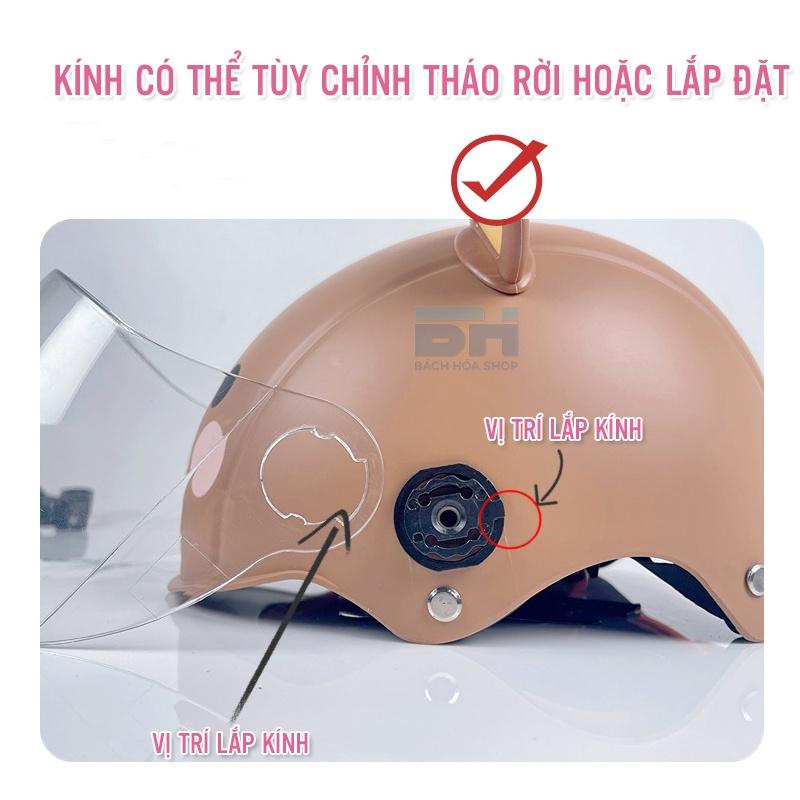 Mũ, Nón bảo hiểm cao cấp, loại 1 cho bé, có kính chắn bụi, chắn gió, hoạt hình dễ thương, phù hợp với bé từ 3-12 tuổi