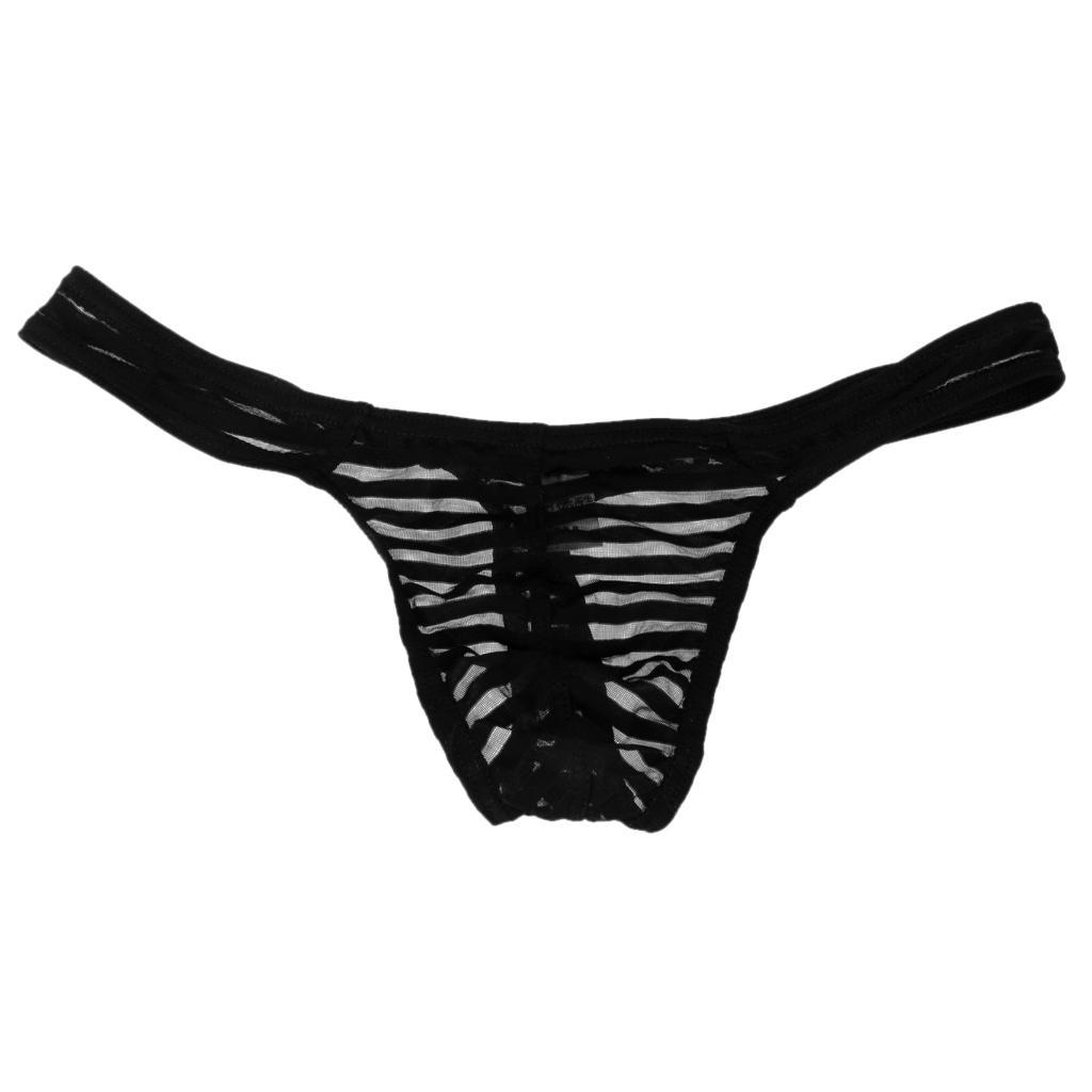 Set of 2pcs Men's Sexy Sheer Mesh G-string Underwear Thong Voile Micro Briefs Pouch Black Blue