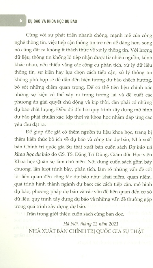Dự Báo Và Khoa Học Dự Báo (Sách chuyên khảo)