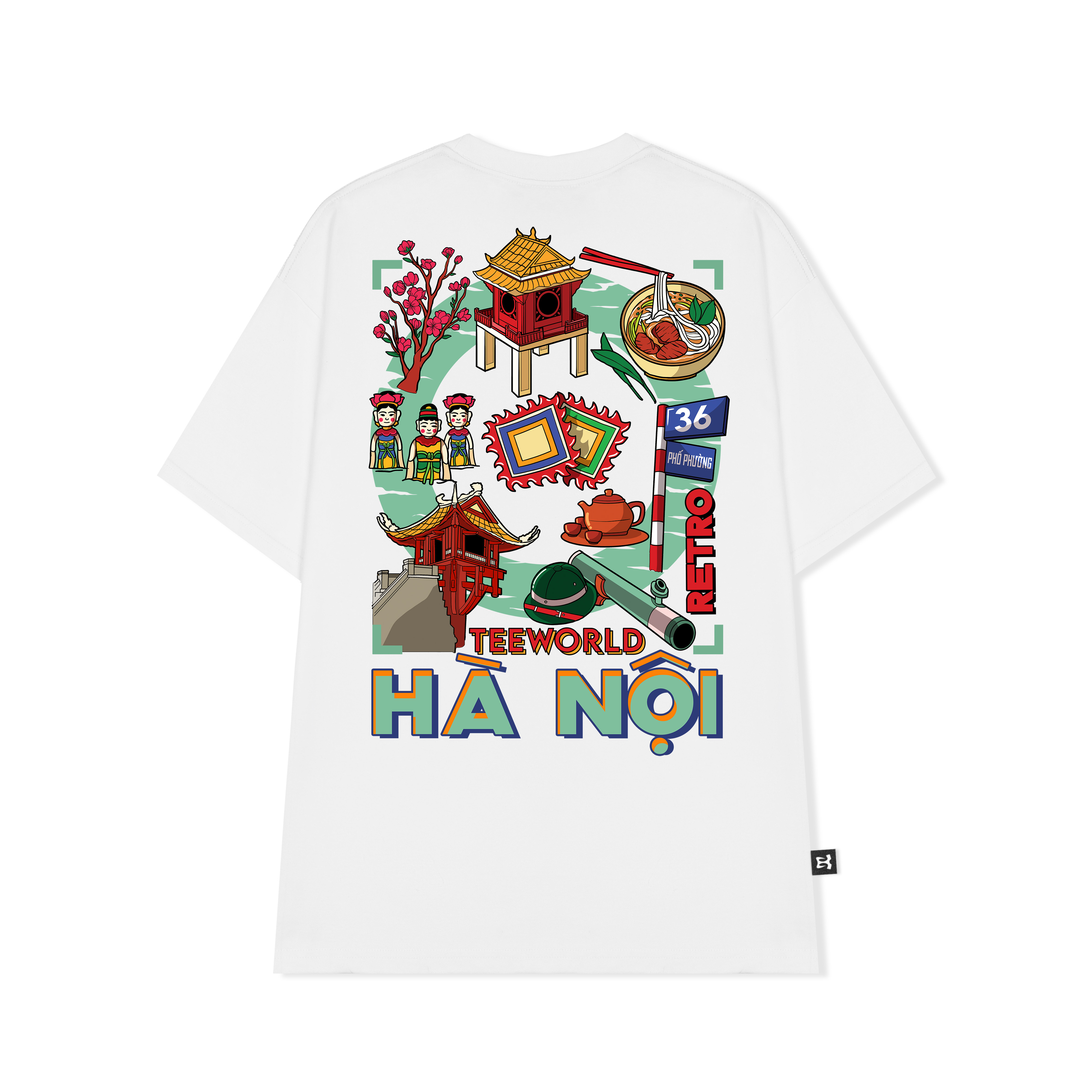 Áo thun Teeworld Hanoi Retro T-Shirt Trắng Đen Form Rộng Unisex Nam Nữ