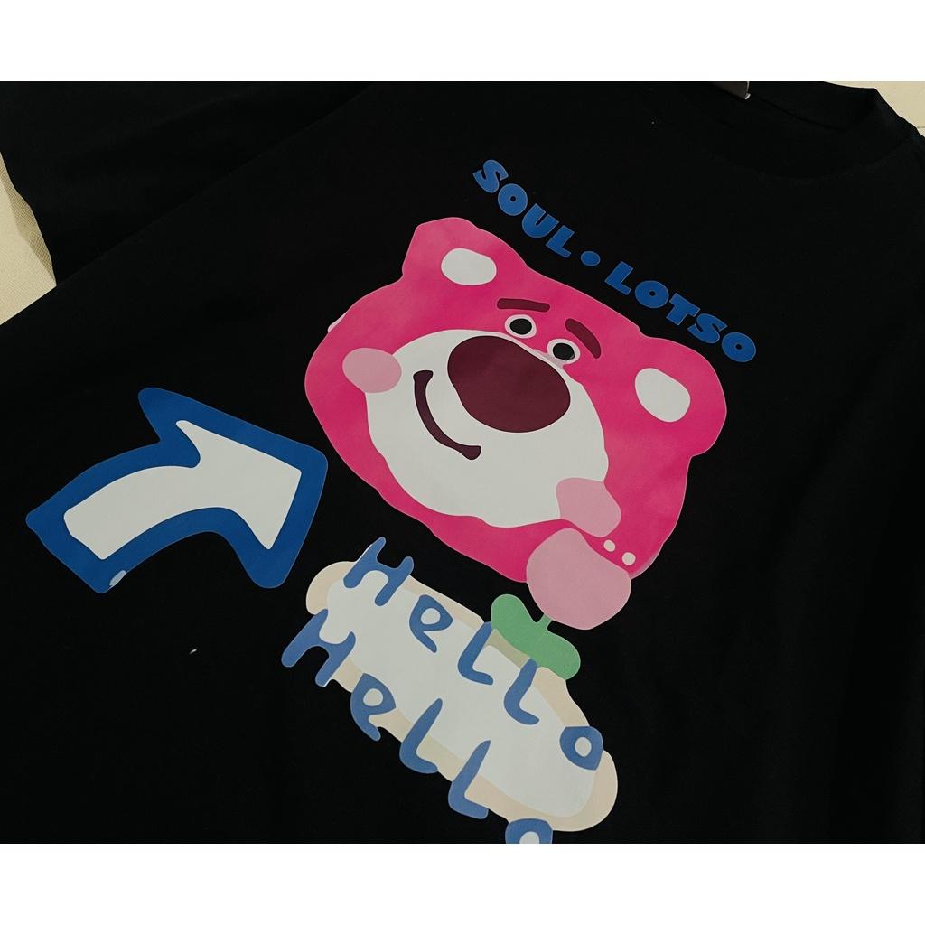 Áo thun gấu dâu Soul Lotso gấu hoa, Áo phông unisex nam nữ oversized tay lỡ form rộng streetwear