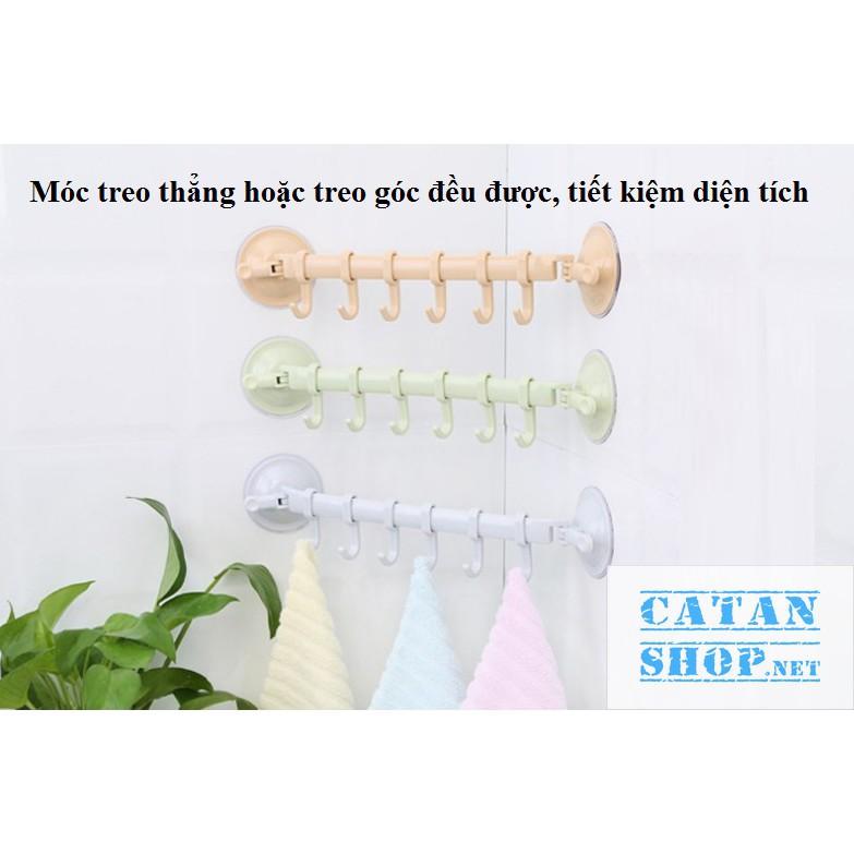 Thanh móc treo đồ nút hít tường,tủ quần áo, nhà bếp, có 6 móc chịu lực tiết kiệm diện tích
