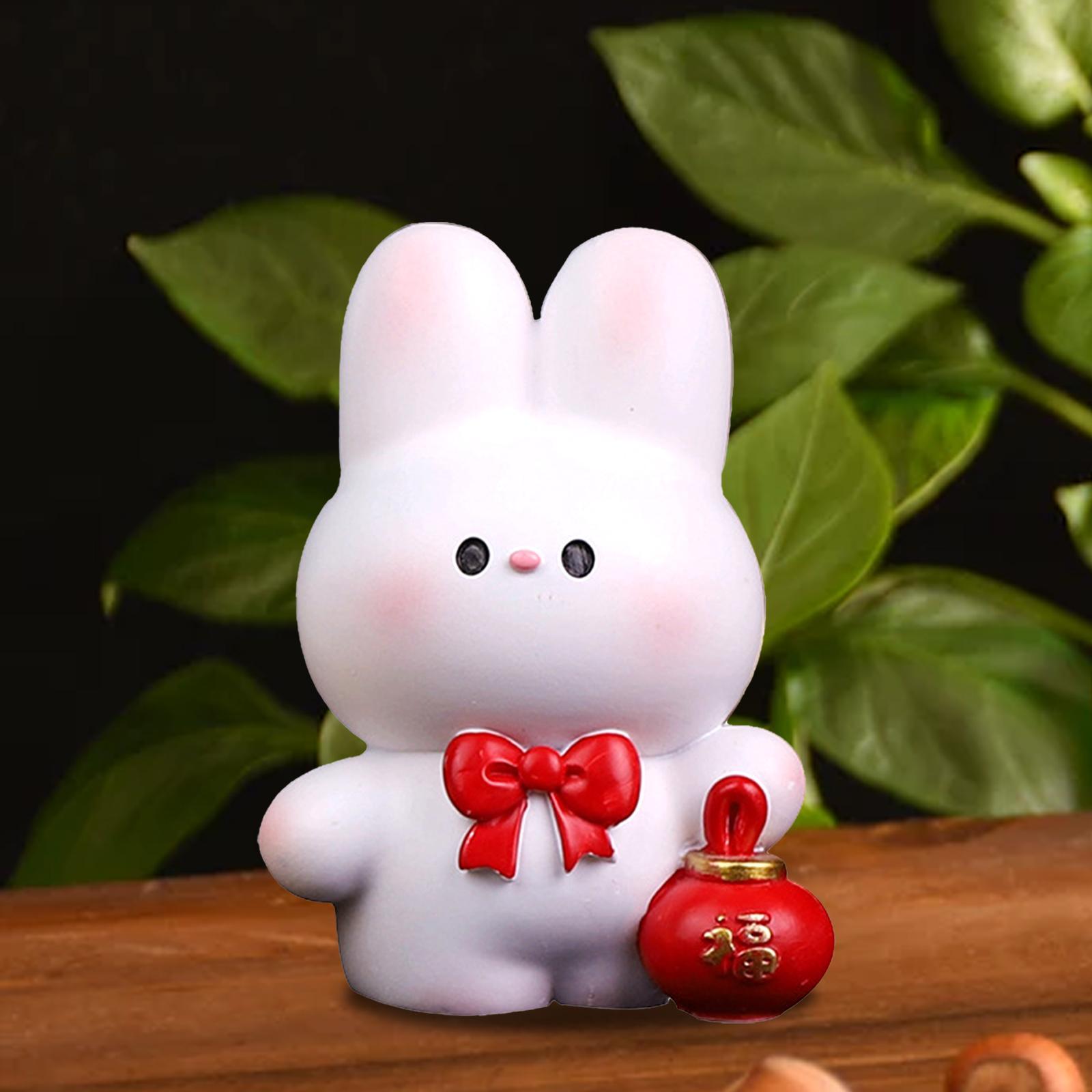 Resin Rabbit Figurine Car Dashboard Home Decor Rabbit Statue