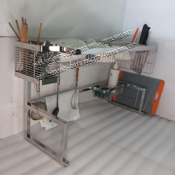 Giá Kệ Để Chén Bát Đĩa Dao Thớt Đa Năng Trên Chậu Rửa Inox 304