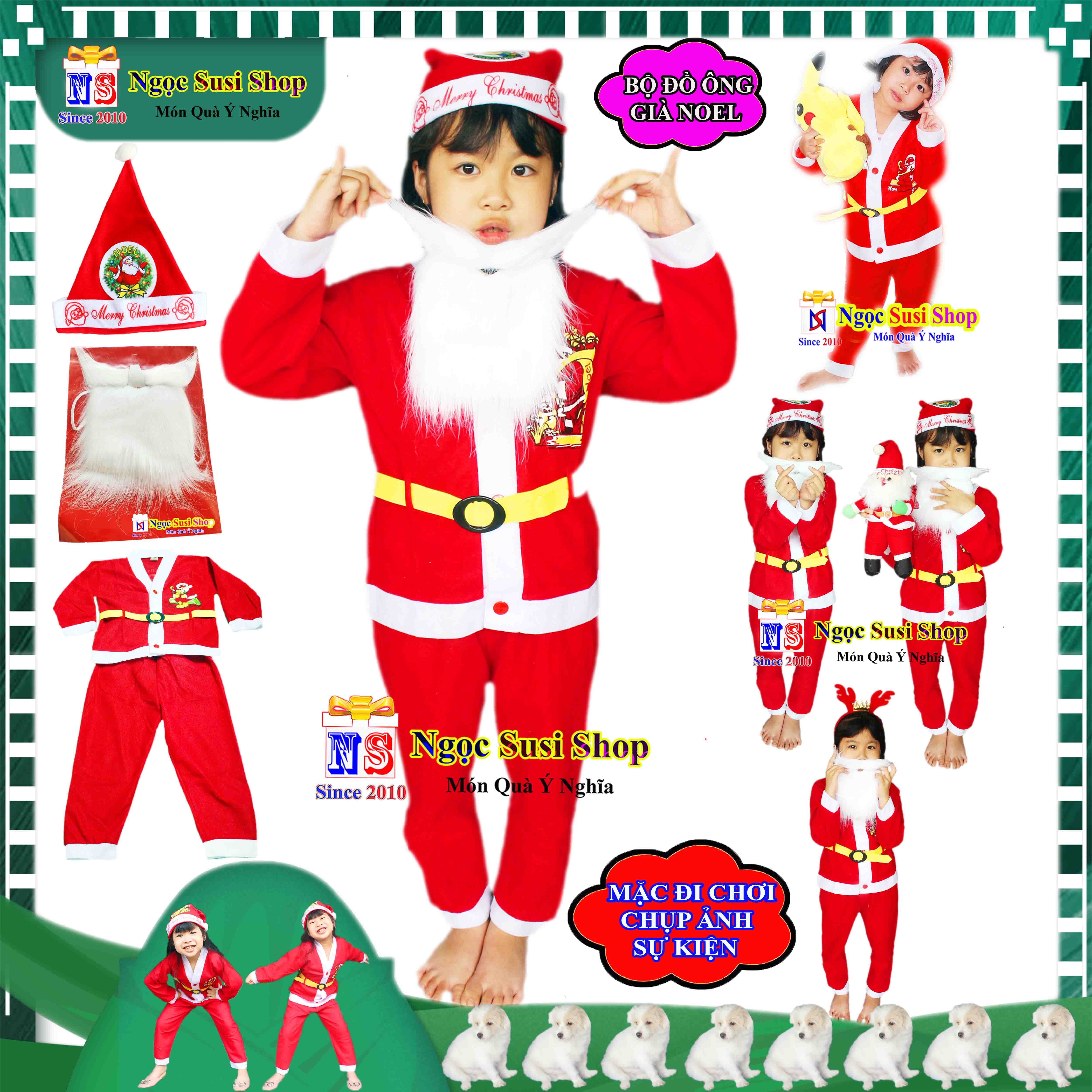 BỘ ĐỒ NOEL CHO BÉ QUẦN ÁO ÔNG GIÀ NOEL CHẤT VẢI NỈ TỪ 1 - 10 TUỔI - TRANG PHỤC NOEL GIÁNG SINH