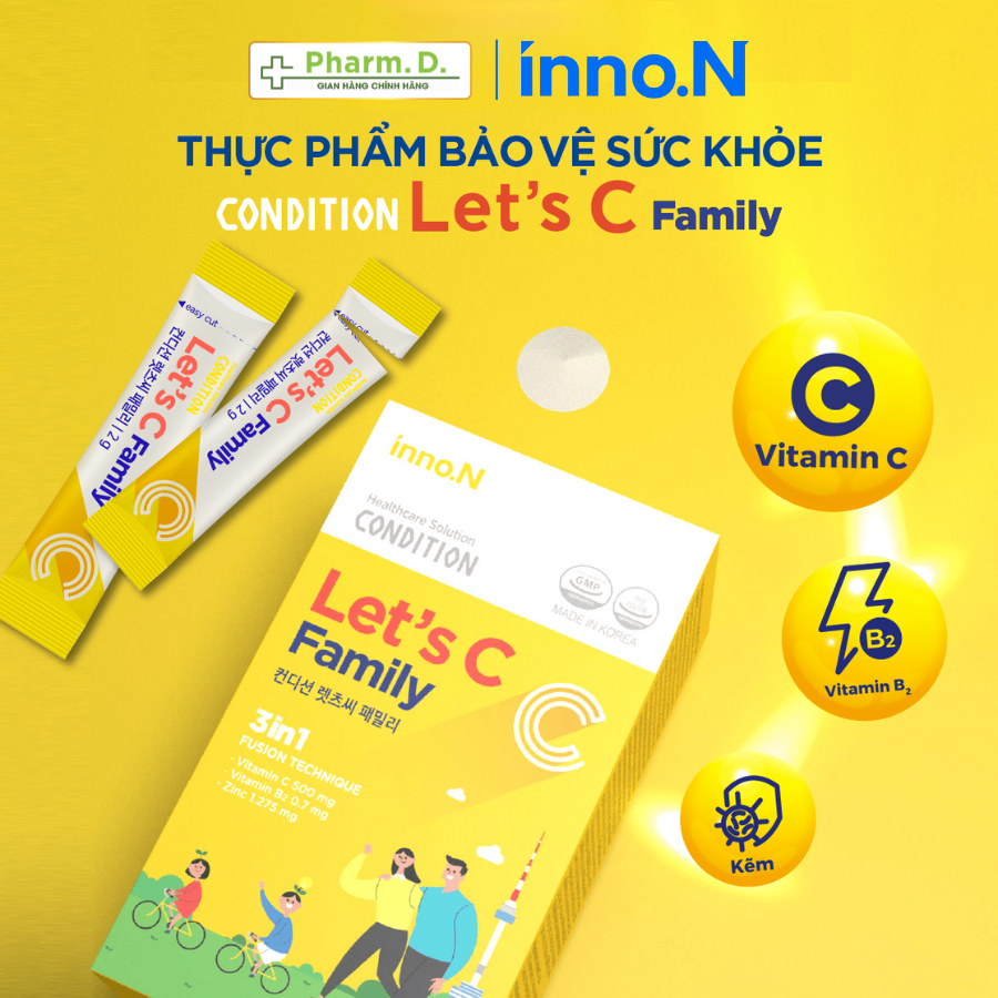 Gói Uống CONDITION Let's C Family inno.N Bổ Sung Vitamin C, Kẽm, Vitamin B2 Hỗ Trợ Sức Khỏe