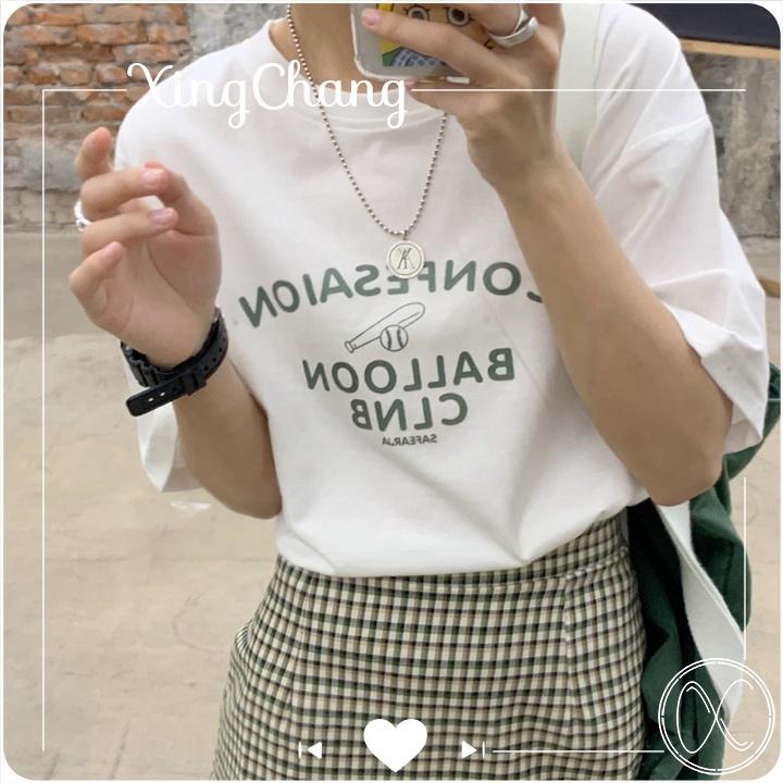 Áo phông nữ cá tính, Áo phông tay lỡ XingChang chất đẹp ngực in Balloon CLNB mã LXC06