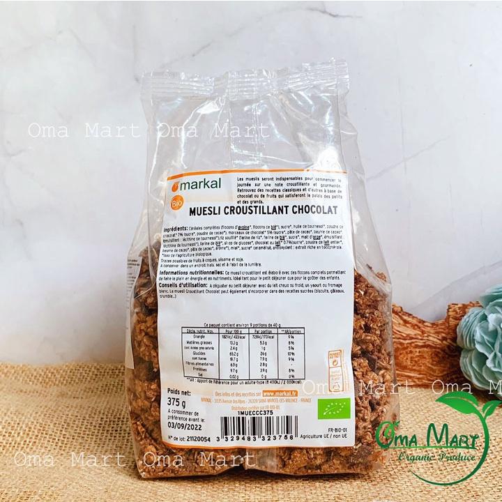 Ngũ cốc muesli giòn sô cô la hữu cơ Markal 375g