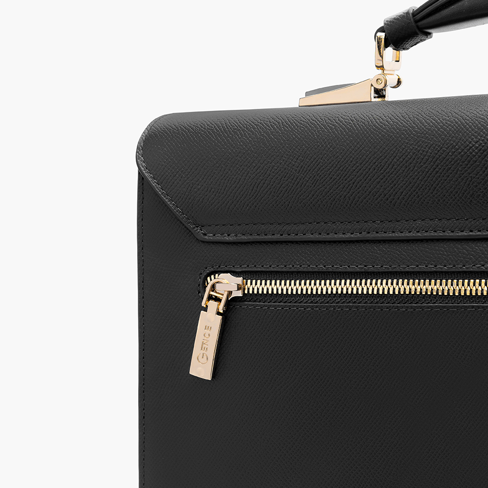 Cặp Da Doanh Nhân Túi Xách Nam Dáng Hộp GENCE CTS25 Da Bò Khóa Số Cao Cấp Màu Đen